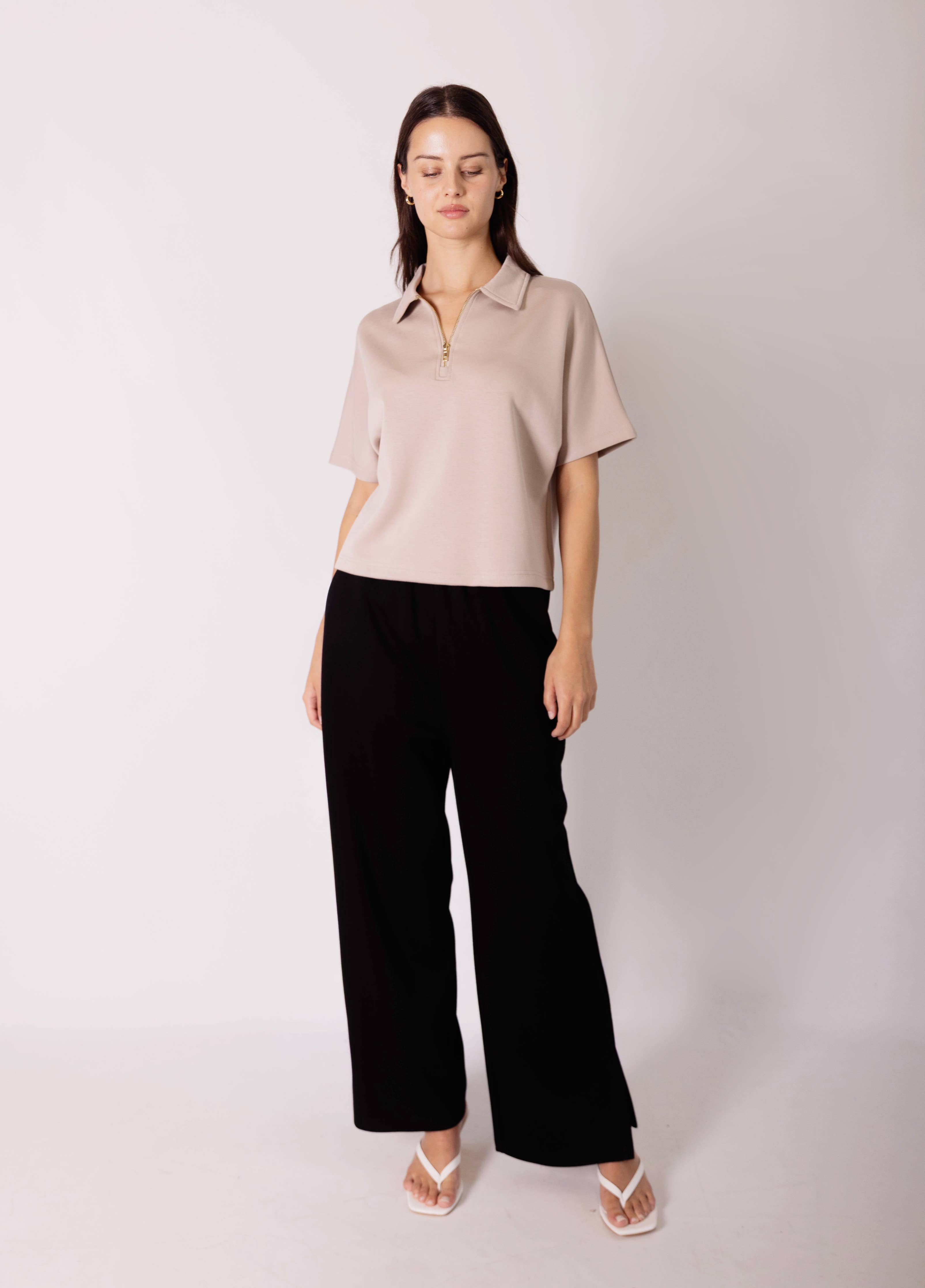 Butter Modal Short Sleeve Quarter Zip Top