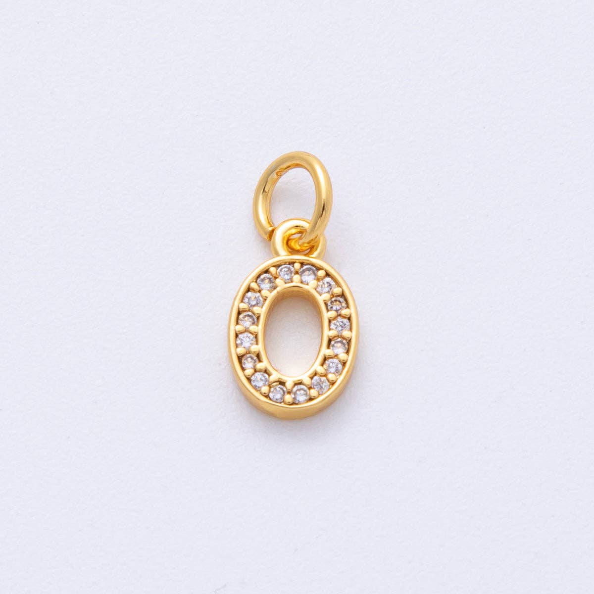 24K Gold Filled 14mm Number 0-9 Clear Micro Paved CZ Charm