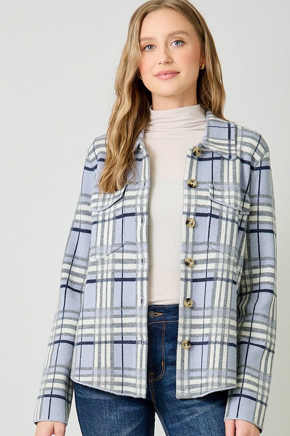60843 Check Patterned Sweater Jacket