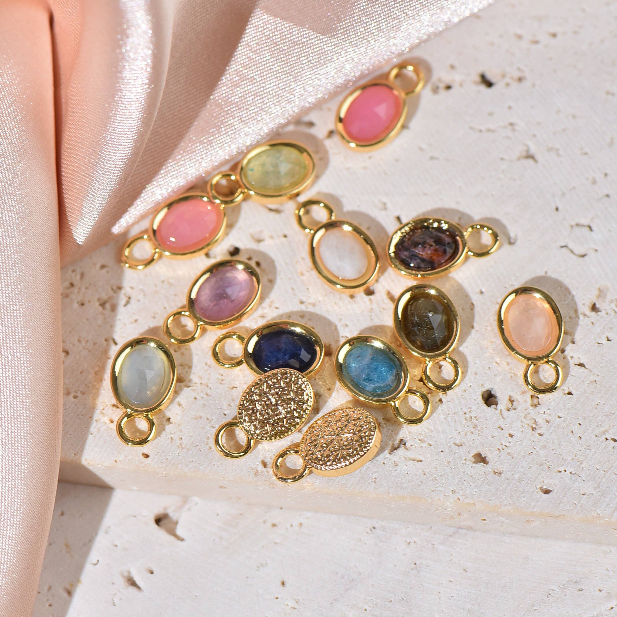 Natural Stone Oval Charms