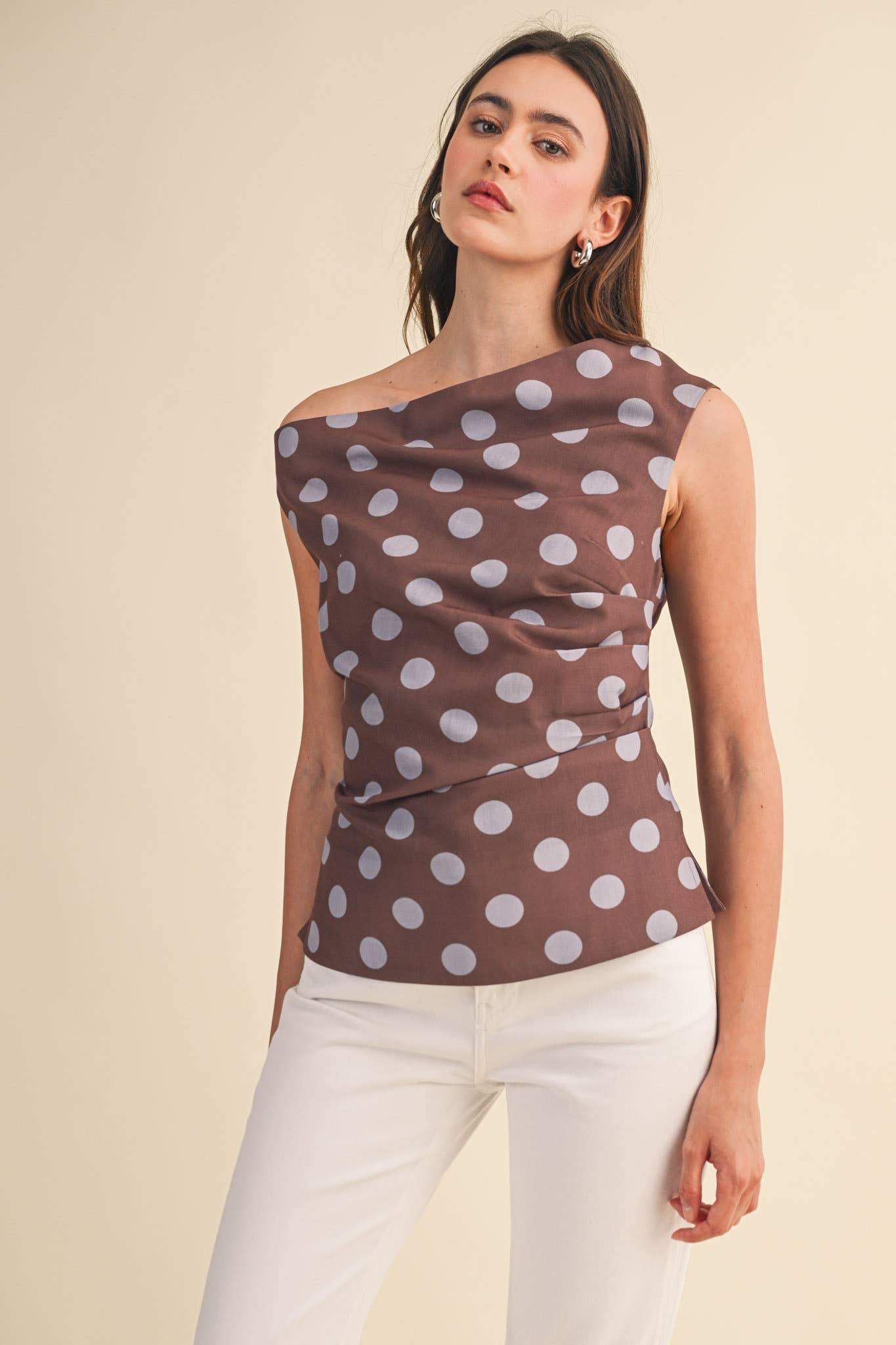 POLKA DOT OFF SHOULDER TOP