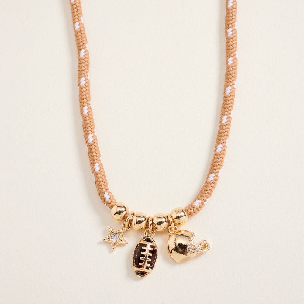 Football Helmet Star Charm Game Day Rope Necklace
