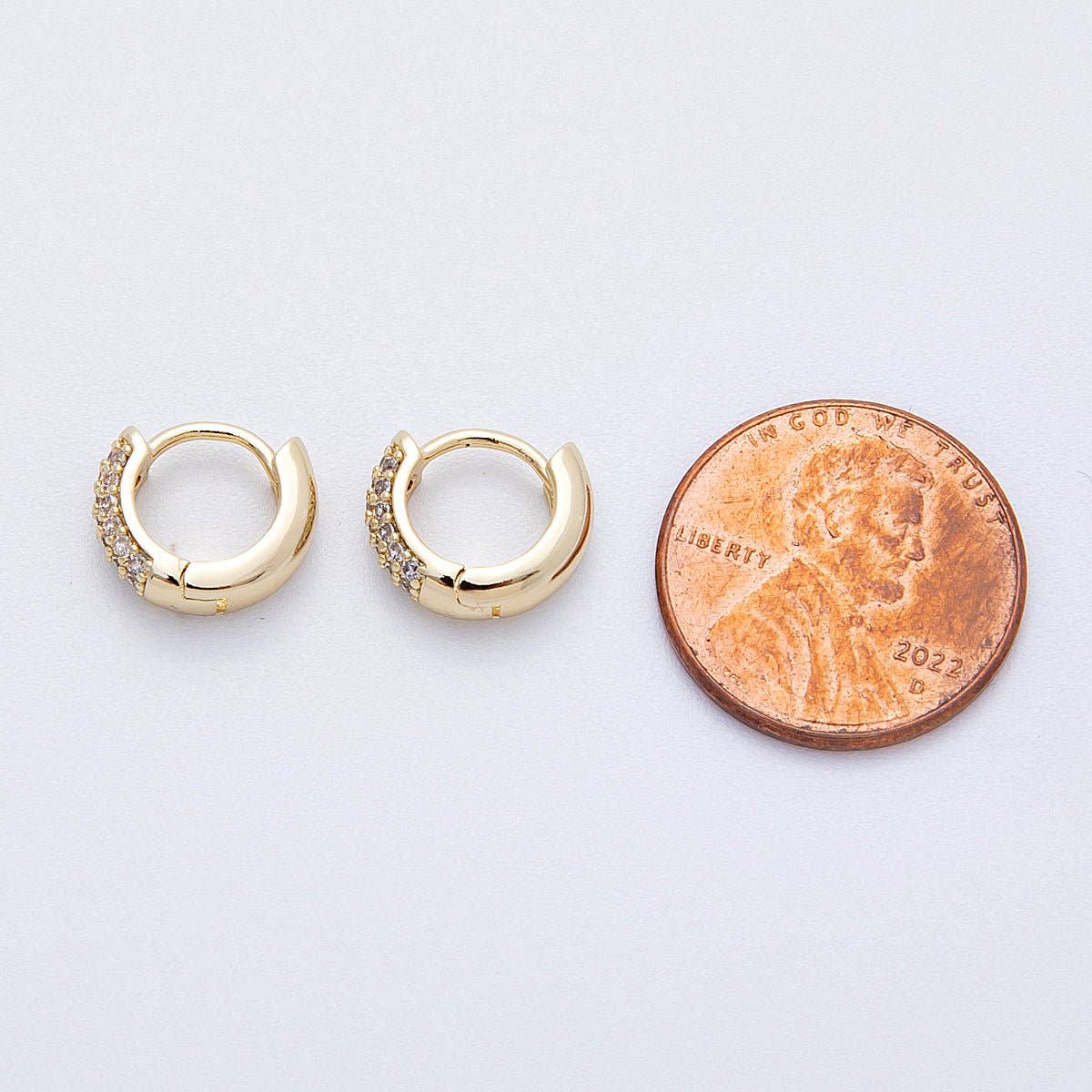 14K Gold Filled 11.5mm Micro Paved CZ Cartilage Huggie | Earrings-00170
