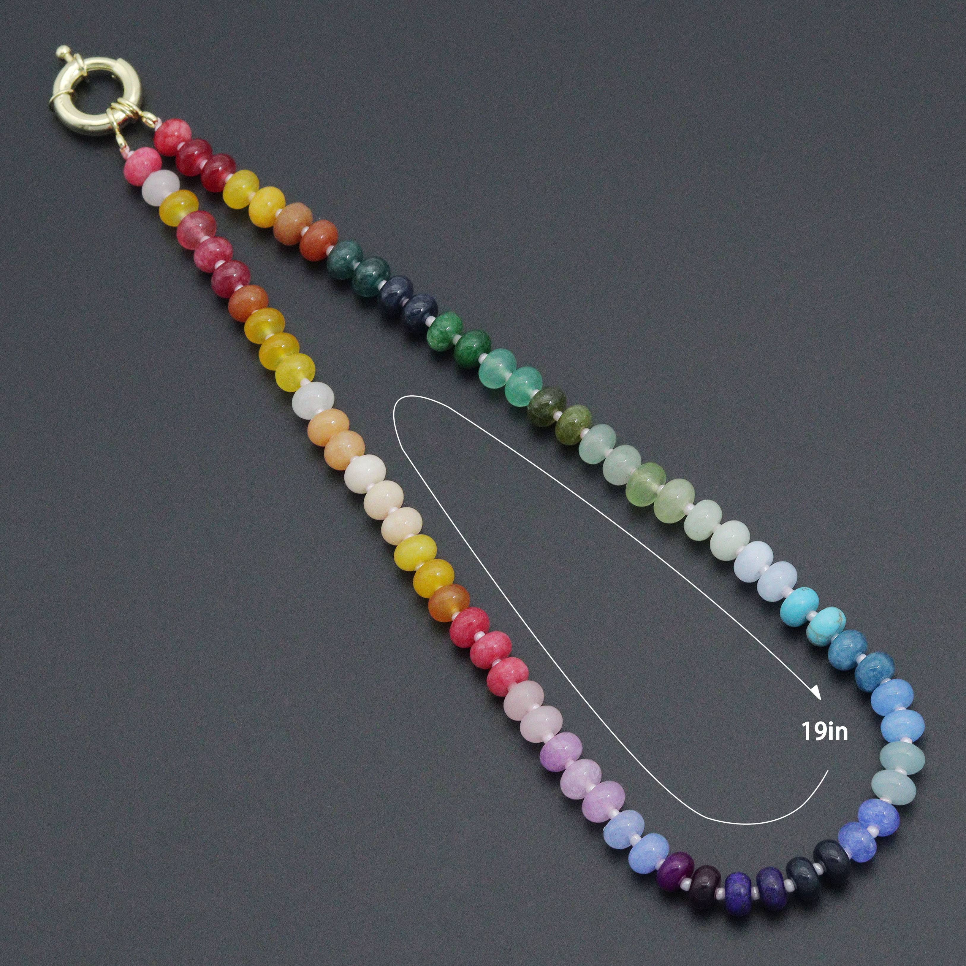 Natural Roundelle Gemstone Rainbow necklace, SKU# EF762