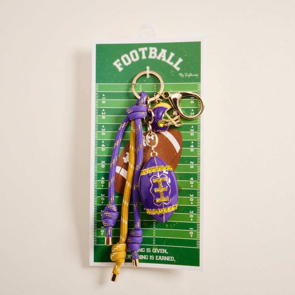 College Football Helmet Paracord Stone Keychain Bag Charm