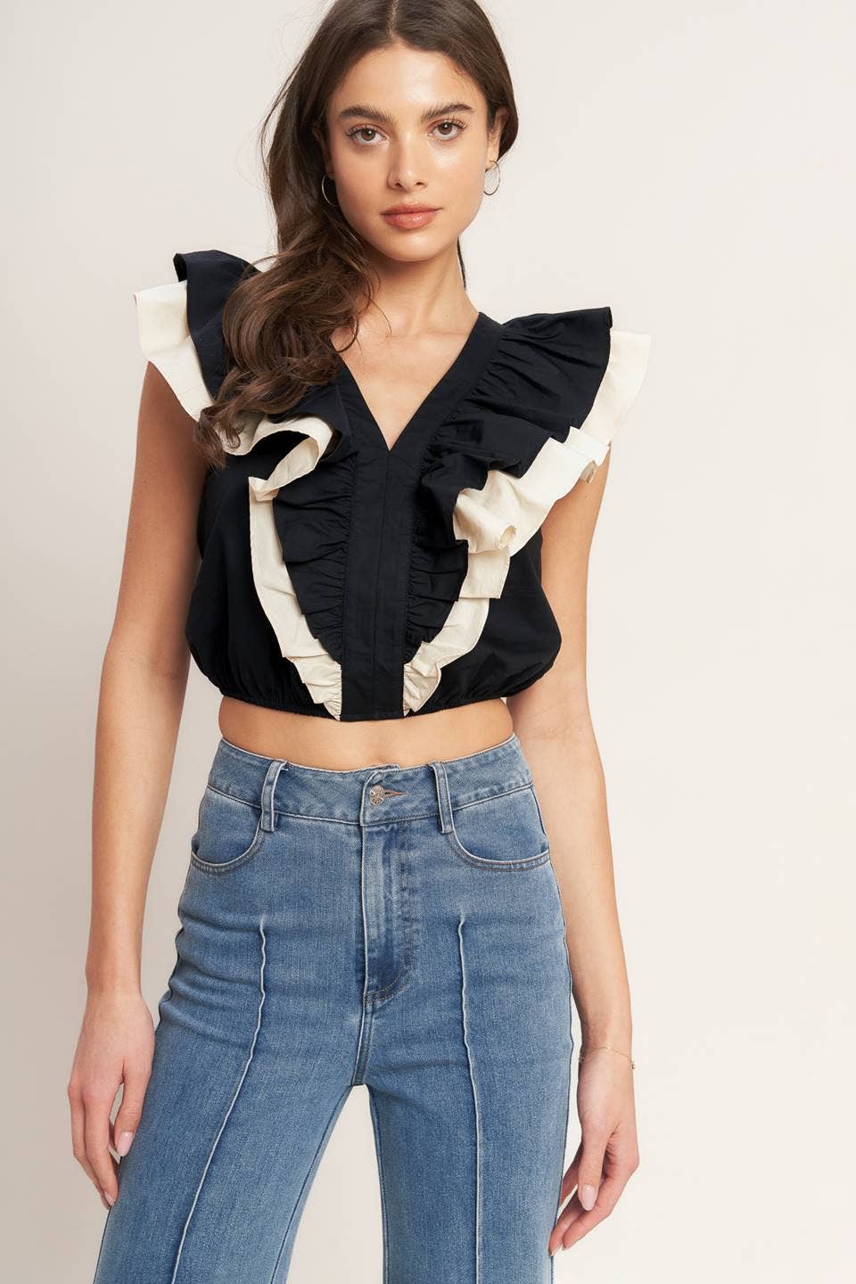 Solid woven crop top