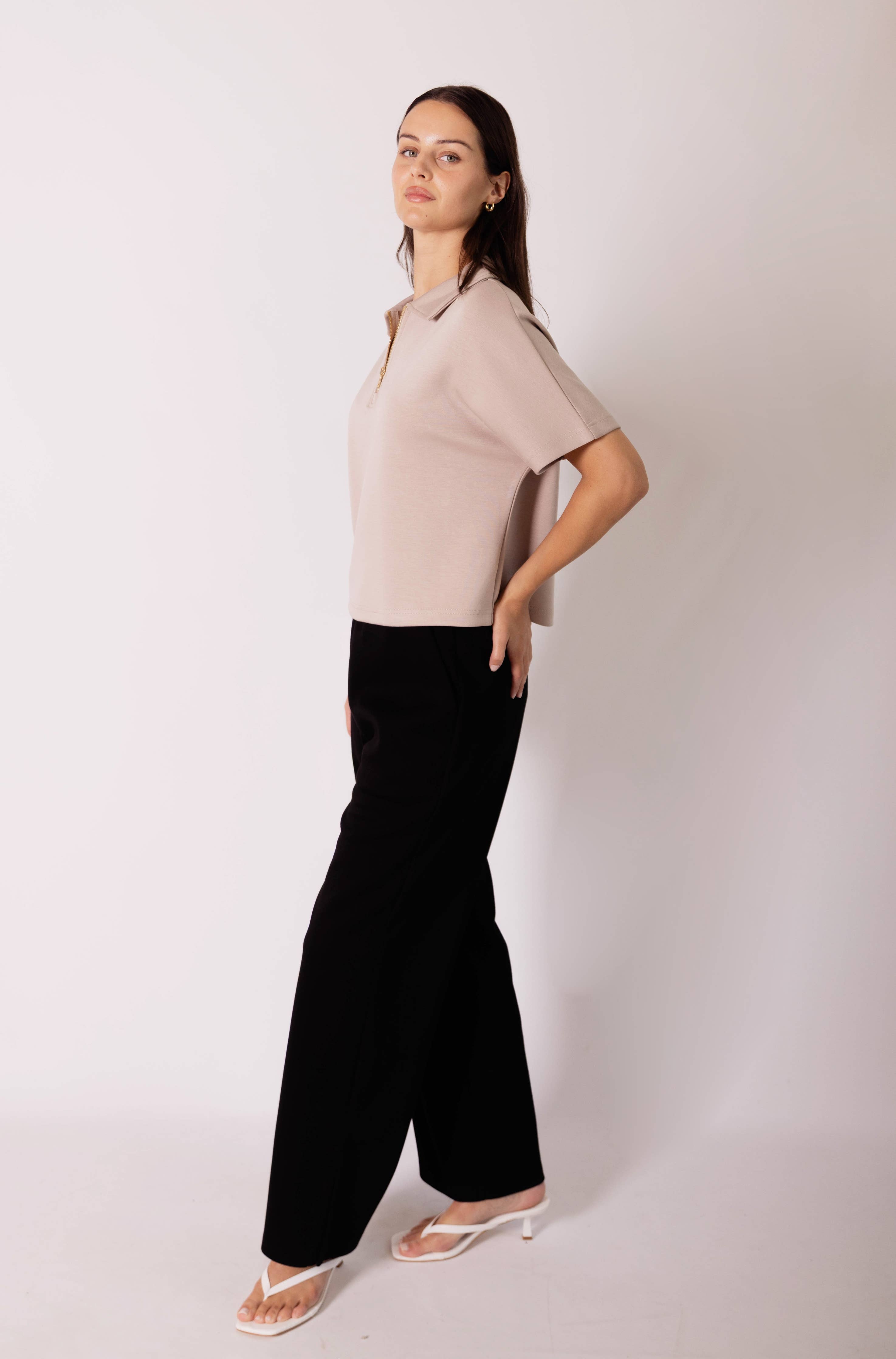 Butter Modal Short Sleeve Quarter Zip Top