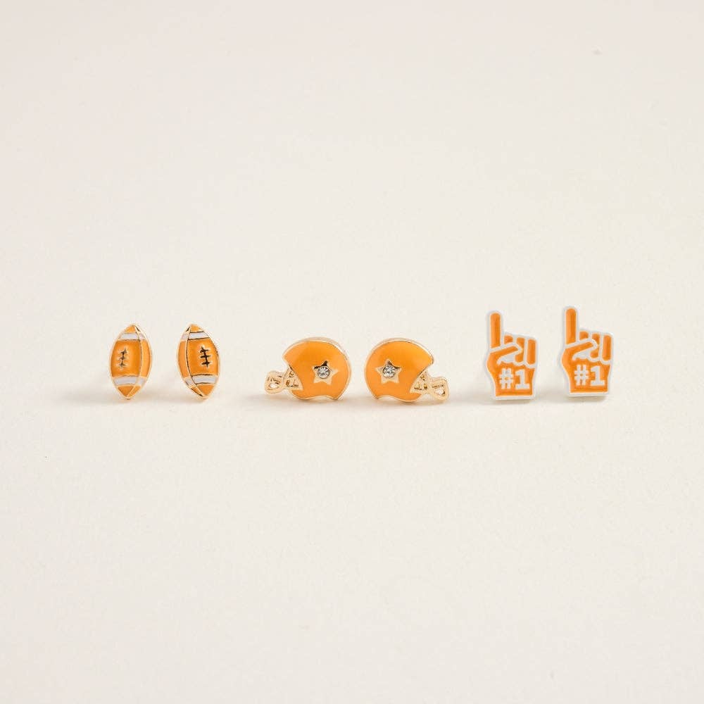 Football Helmet Foam Finger 3 Set Earrings