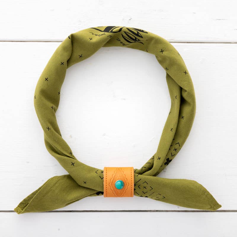 Handmade in USA leather studded bandana slide - diamond