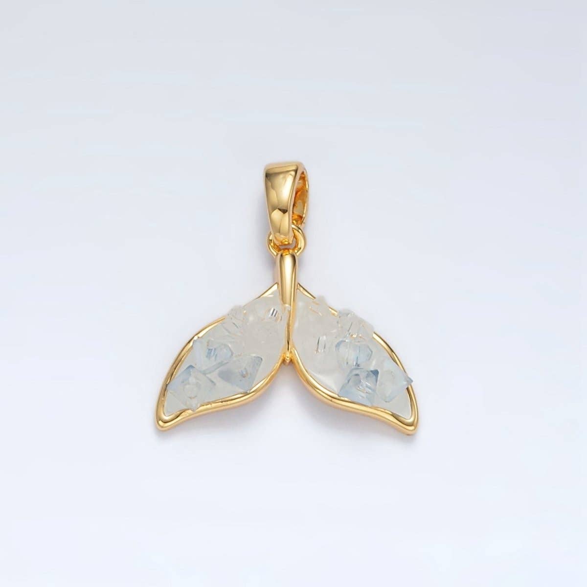 24K Gold Filled Blue Agate Enamel Dolphin Fish Tail Pendant | AA1526
