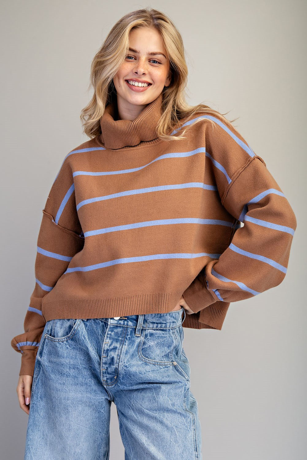 Stripe Funnel Neck Sweater