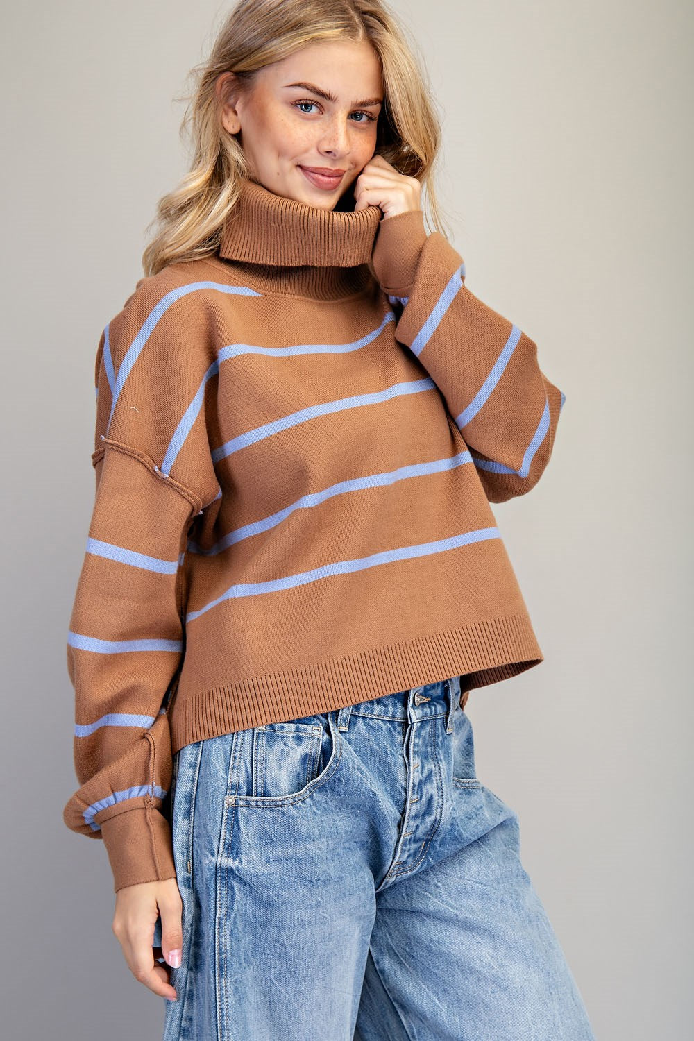 Stripe Funnel Neck Sweater