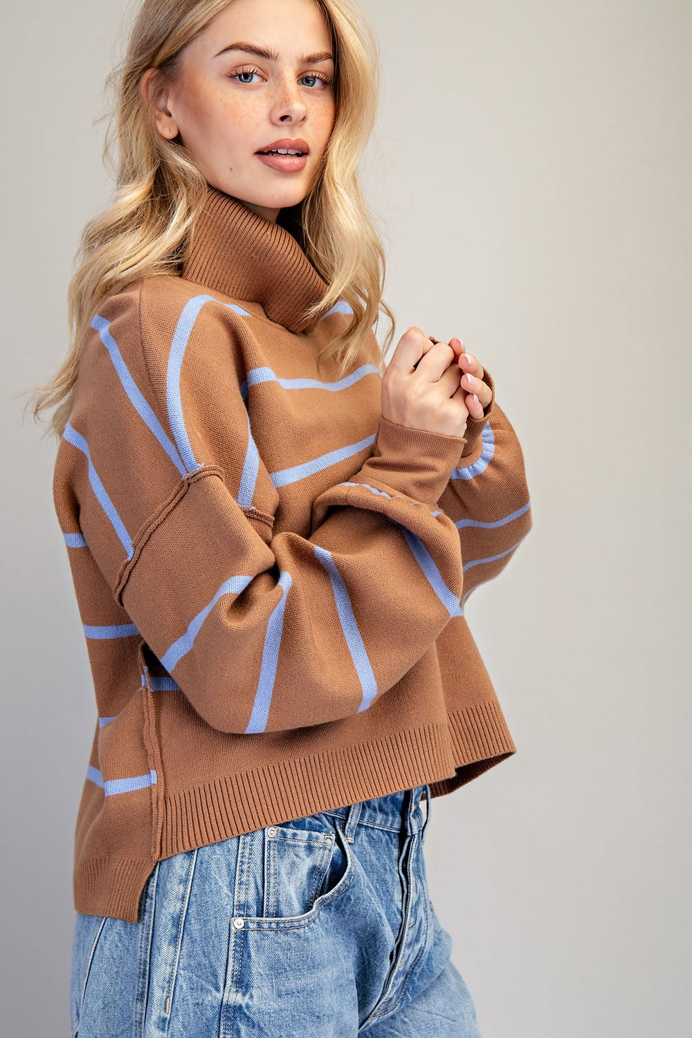 Stripe Funnel Neck Sweater