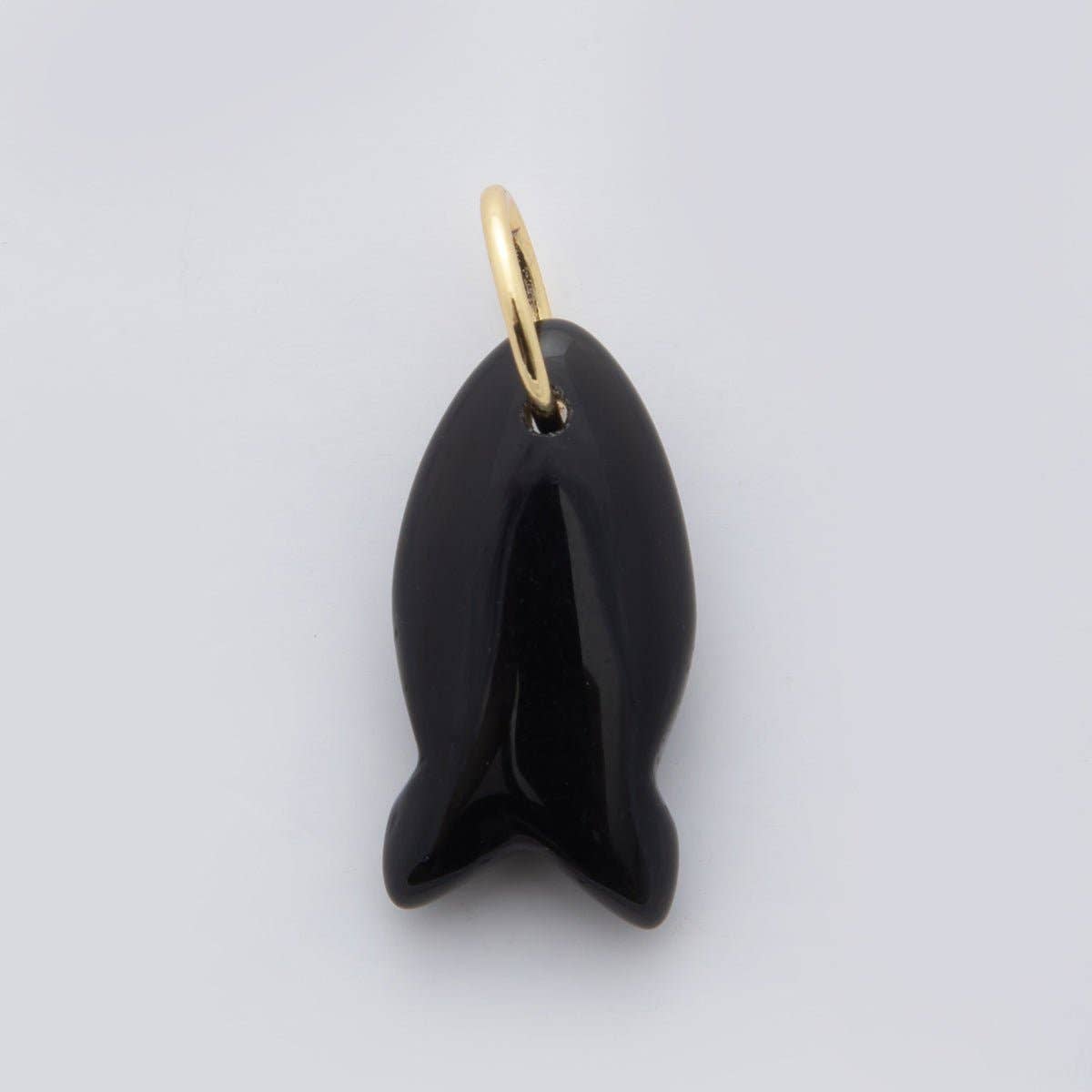 18K Gold Filled 23.7mm Natural Gemstone Fish Charm | C317 - C435