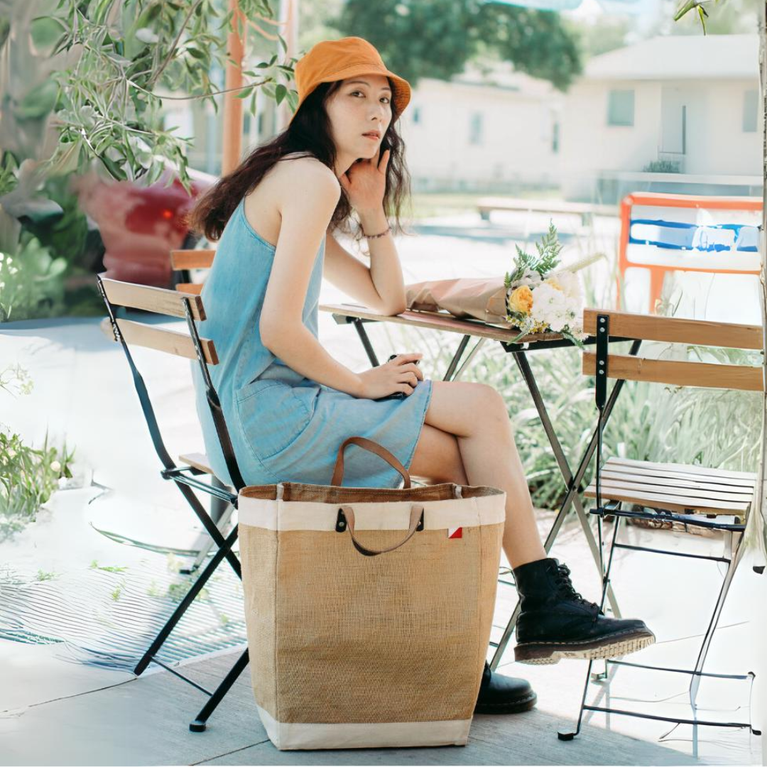Bazaar Jute and Leather Market Tote Bag