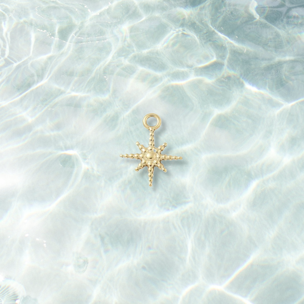 Gold Dewdrop Beaded Star Charm | Waterproof Stainless Steel