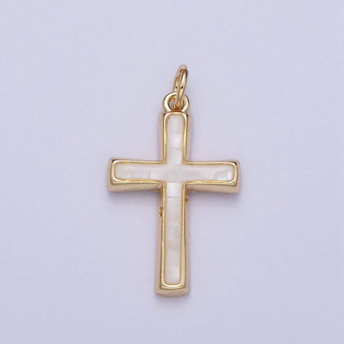 24K Gold Filled Cross Opal Charm