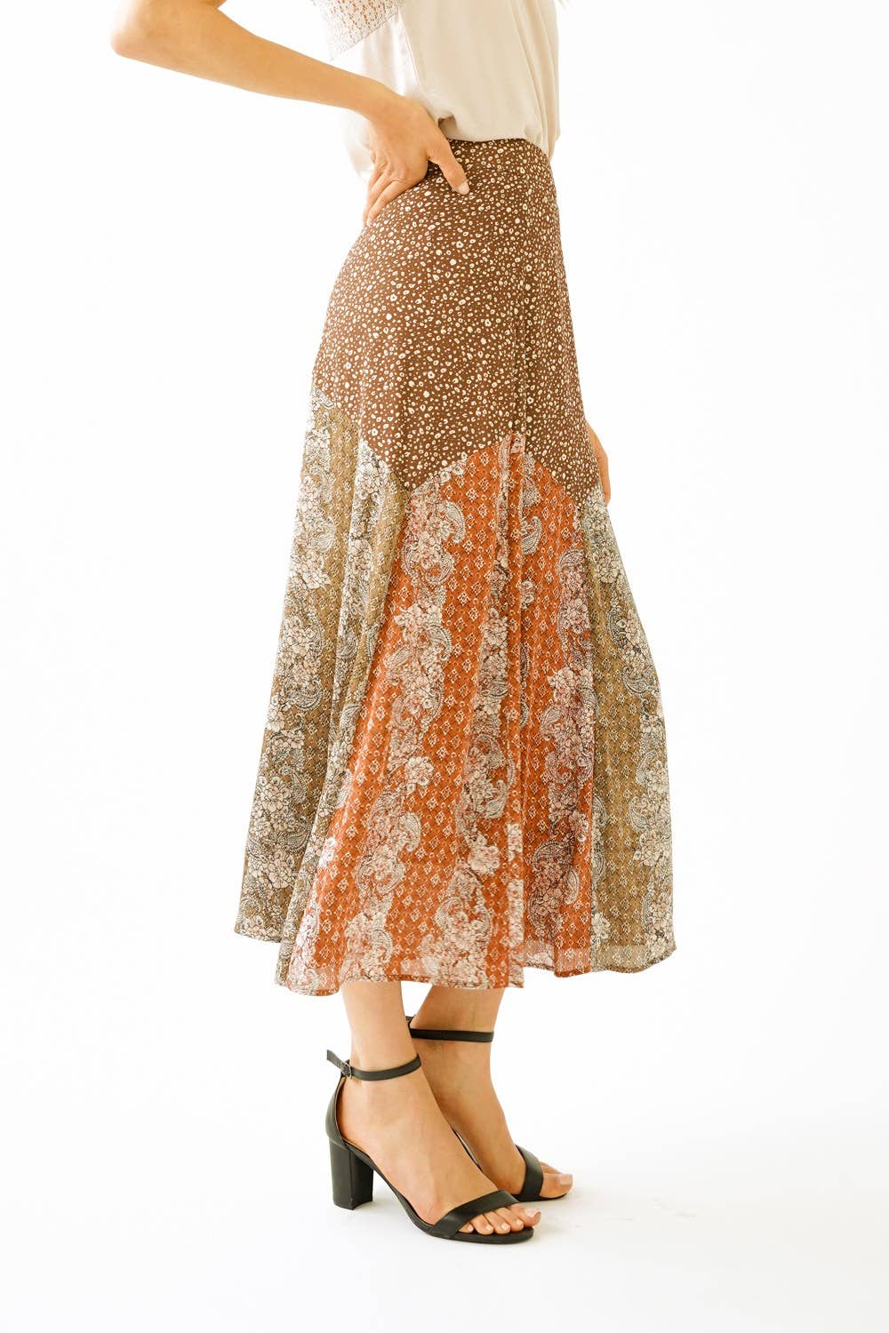 19698 Mix Print Skirt