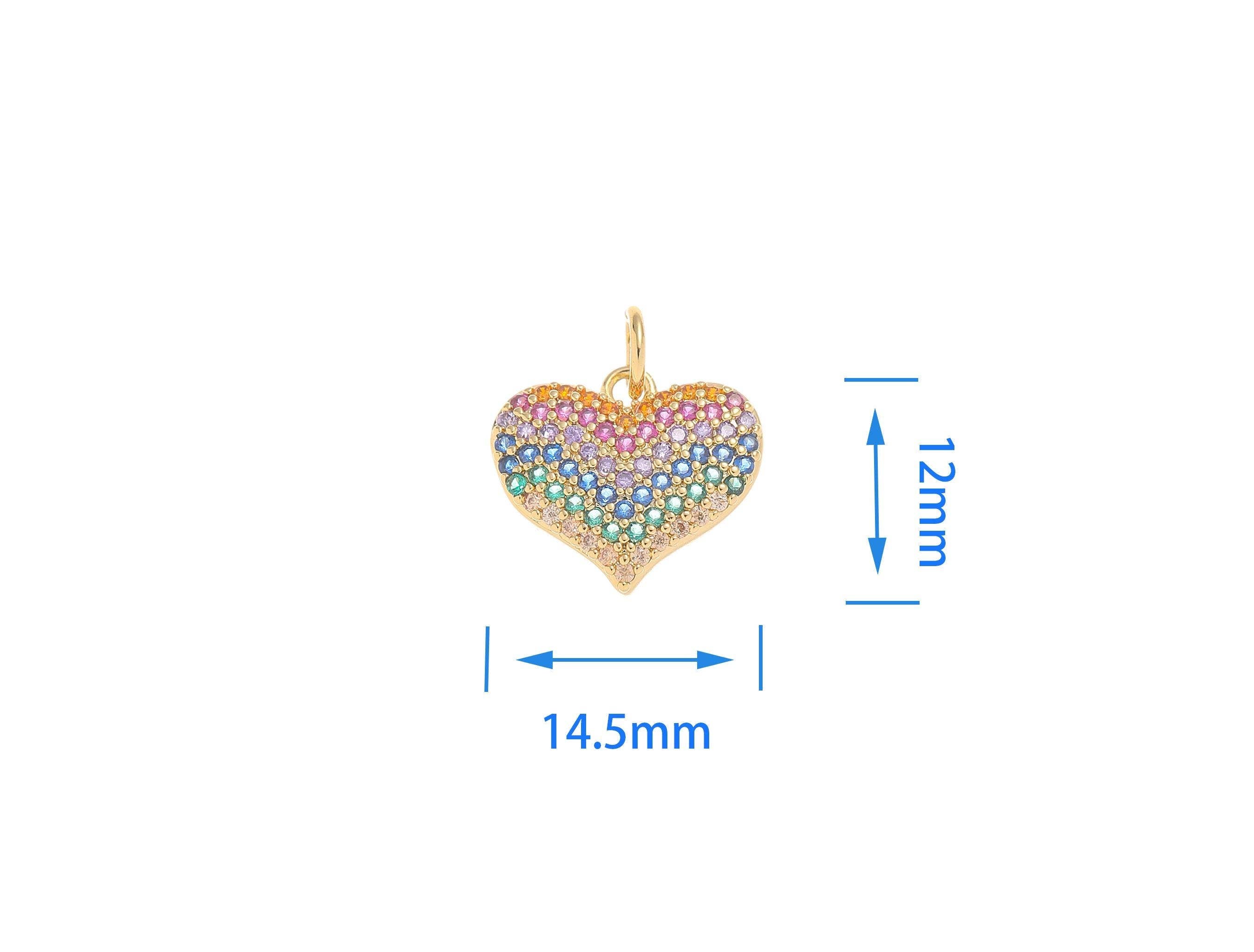Gold Heart CZ Charm