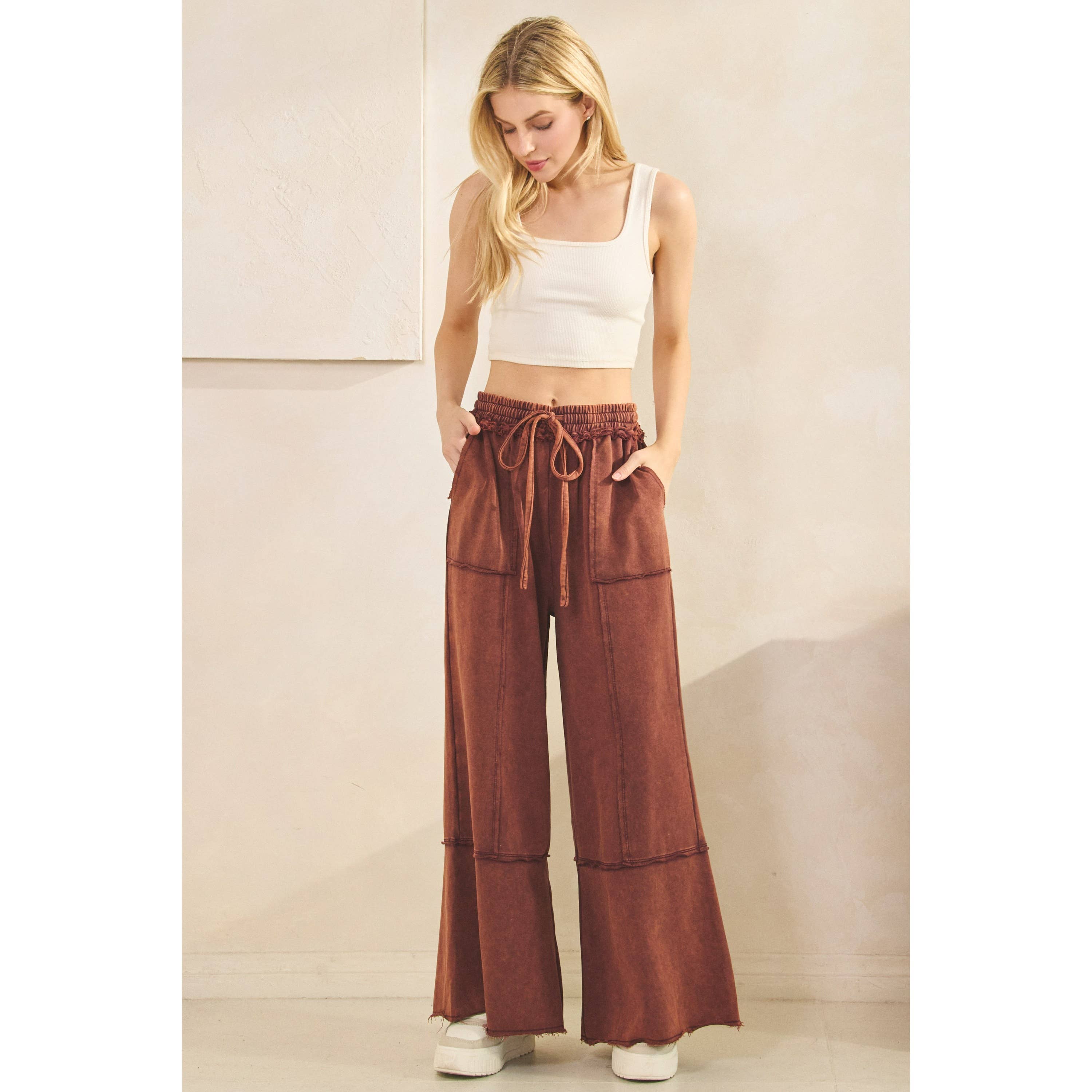 MINERAL WASHED TERRY KNIT PANTS