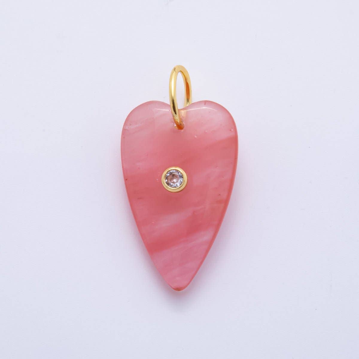 18K Gold Filled 35mm Carnelian, Aventurine, Quartz Long Heart Gemstone Charm | AH890 AH891