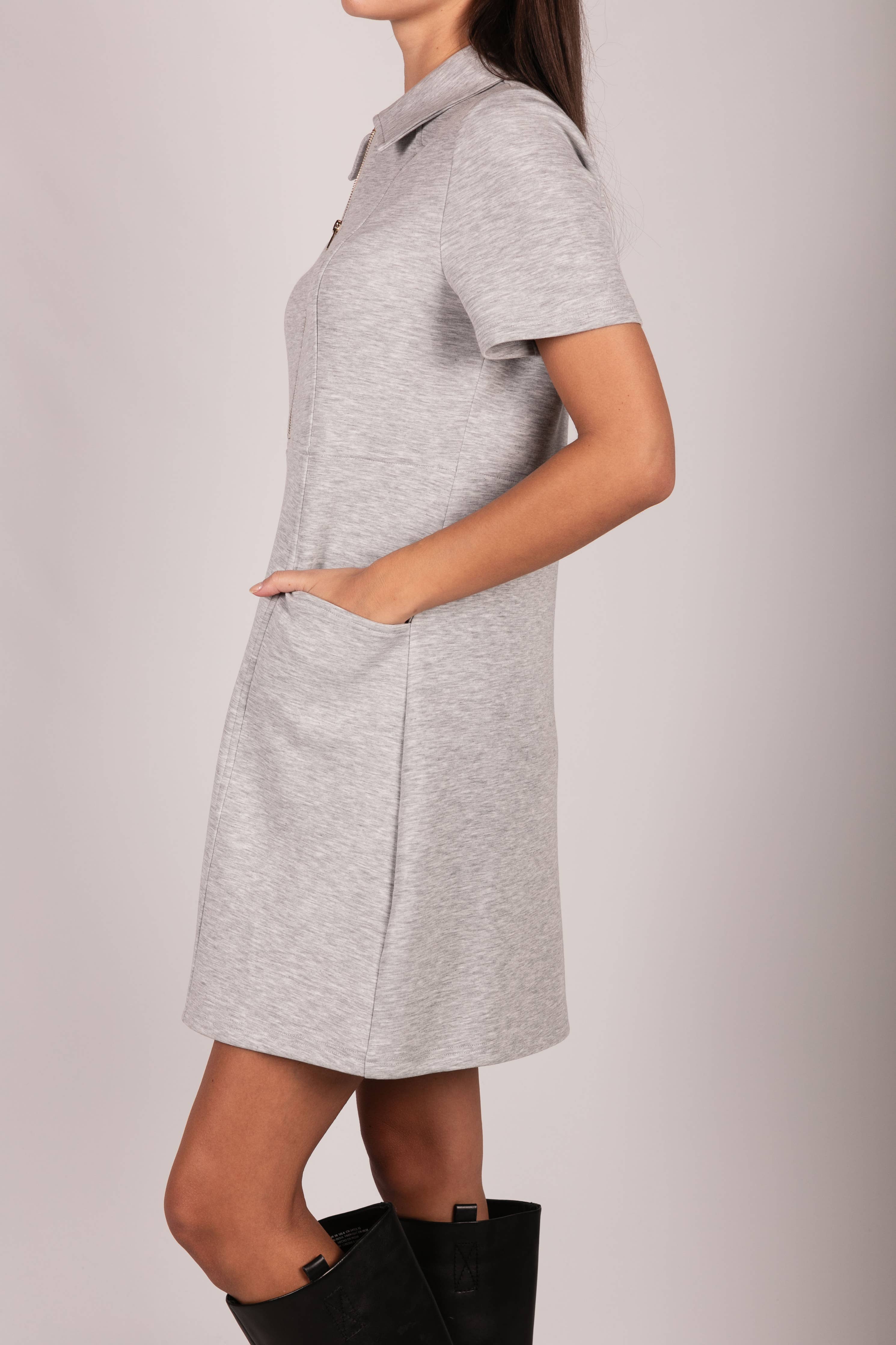 Butter Modal Quarter Zip Short Sleeve Dress