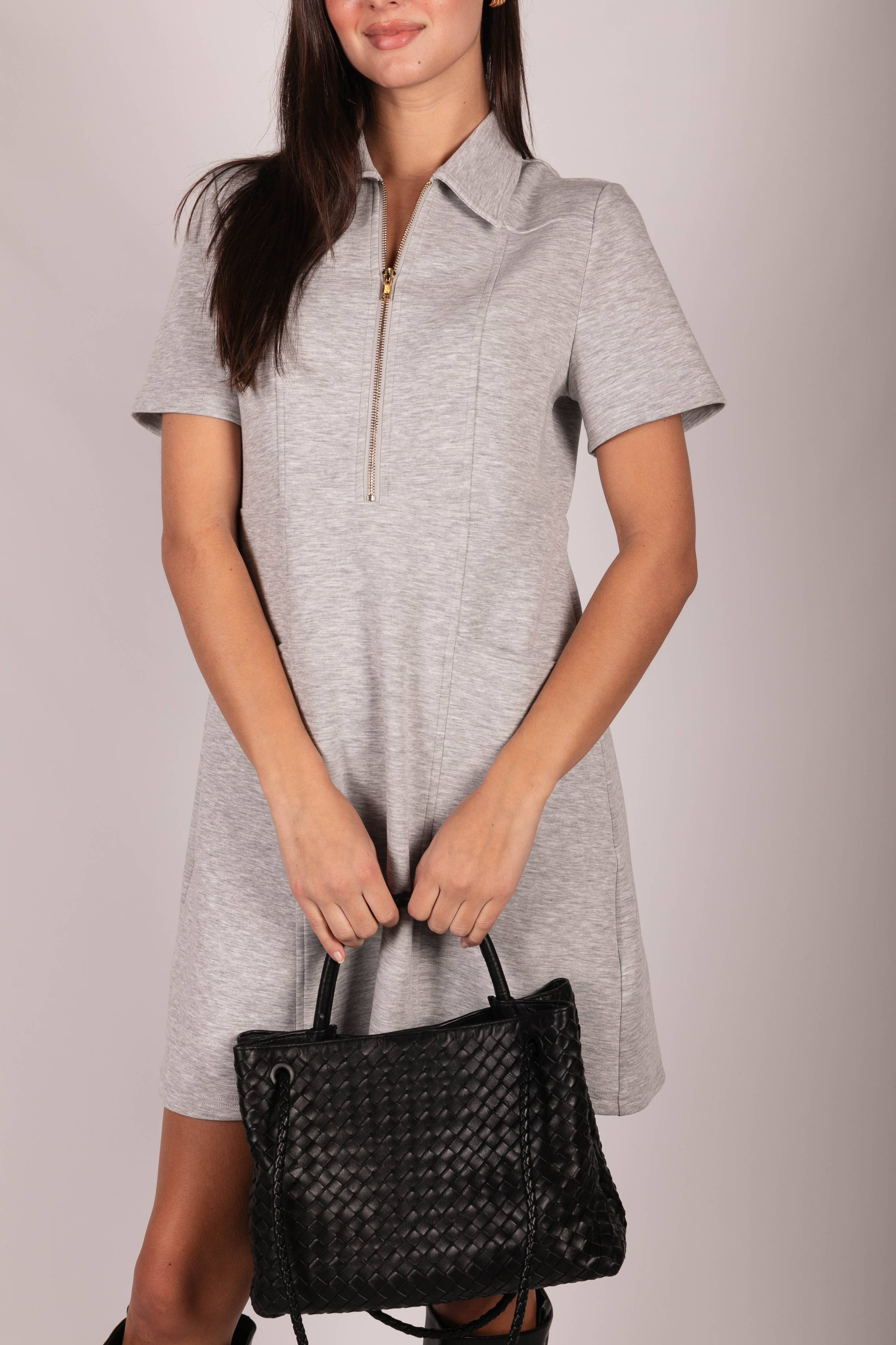 Butter Modal Quarter Zip Short Sleeve Dress