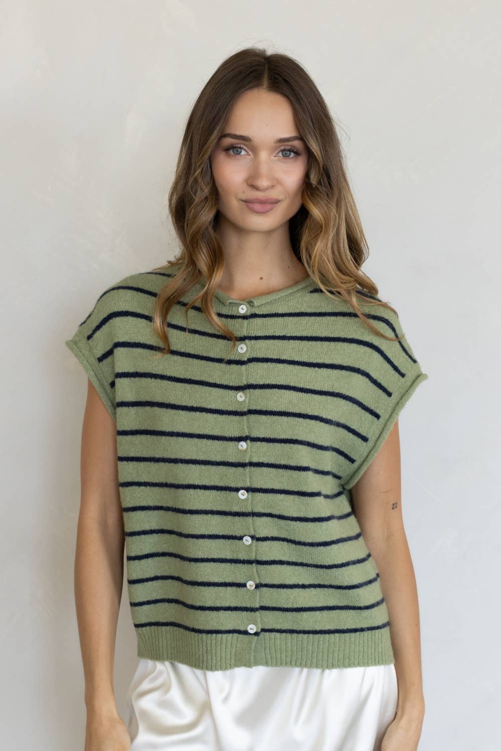 Piper Vest Cardigan - Cabana Striped