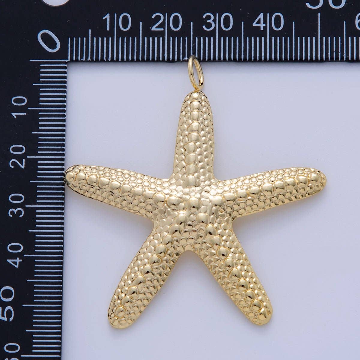 18K Gold Filled 55mm Dotted-Textured Starfish Minimalist Charm | AF317