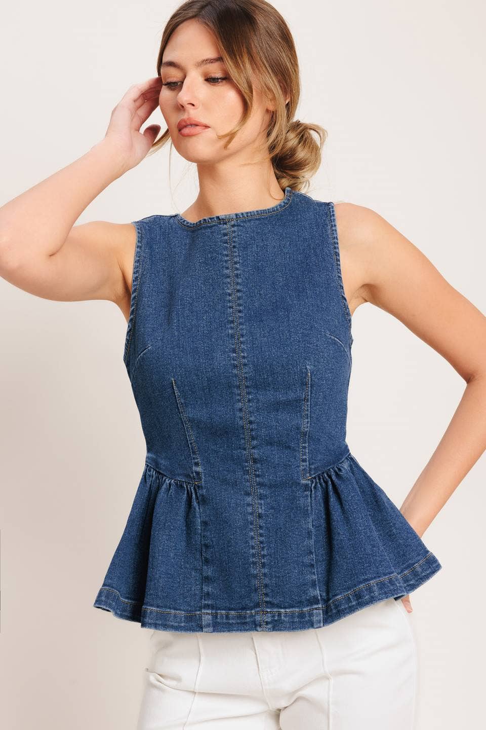Natalia washed denim top