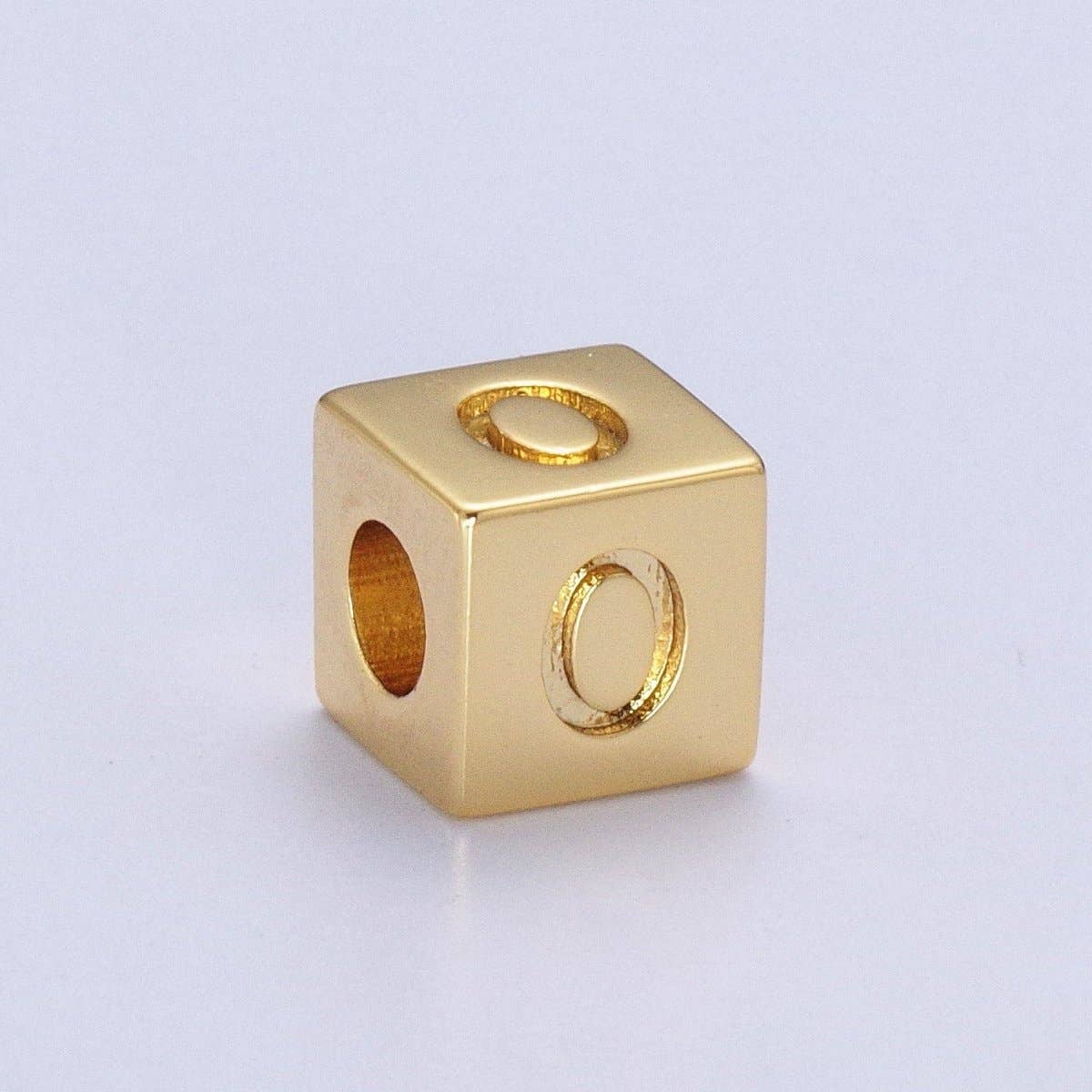Gold Initial Letter Alphabet 6.2mm Block Beads Charm Connector For Jewelry Making Component Supply A-A1145-A-A1157
