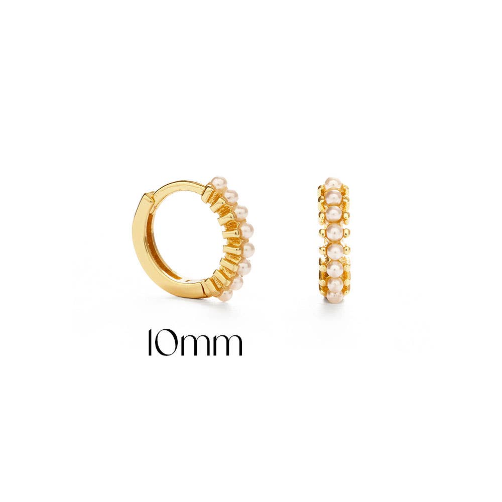 Tiny 10mm Pearl Huggie Hoops