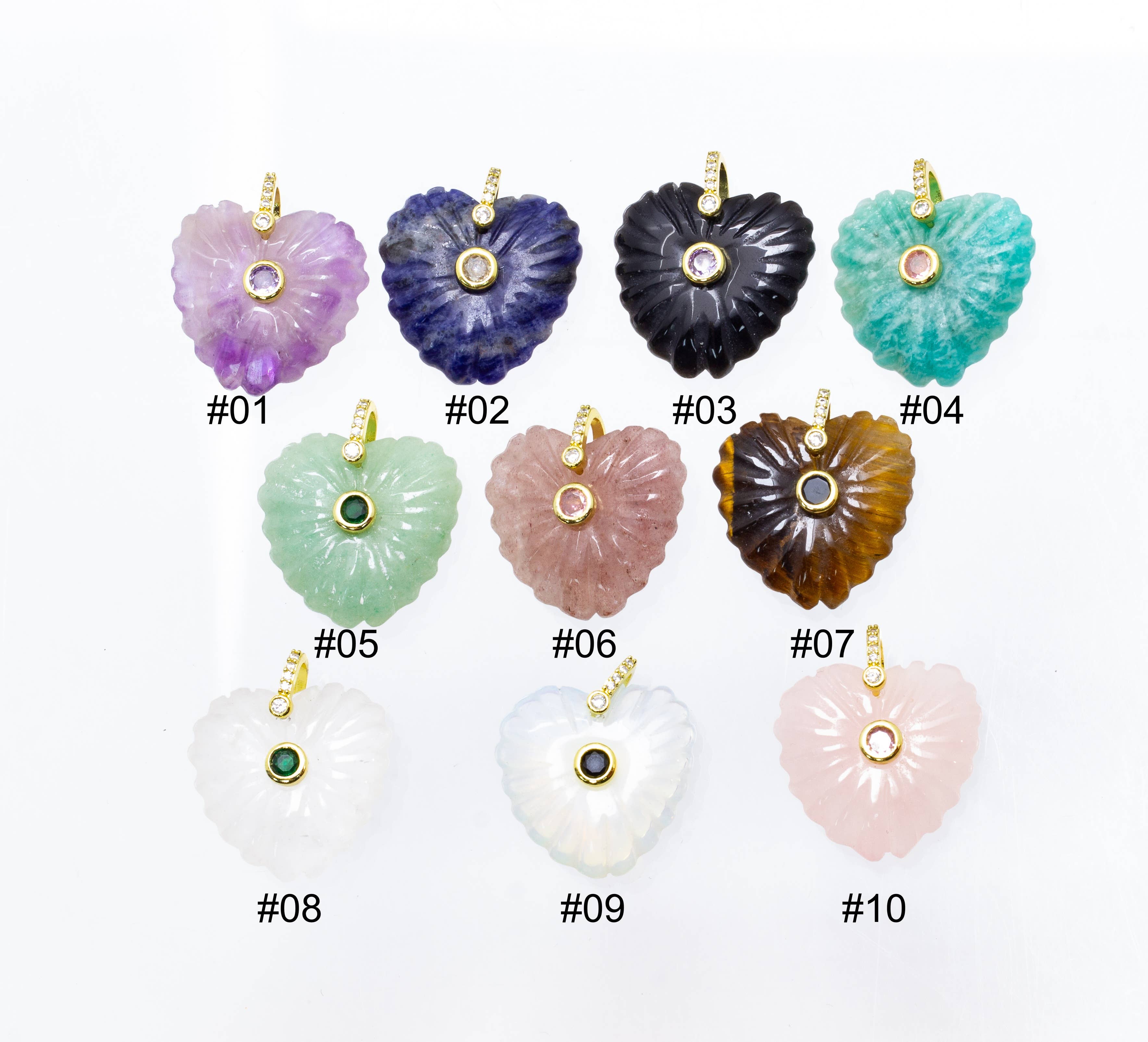 Heart Gemstone with cz bezel embellishment GSFNEW