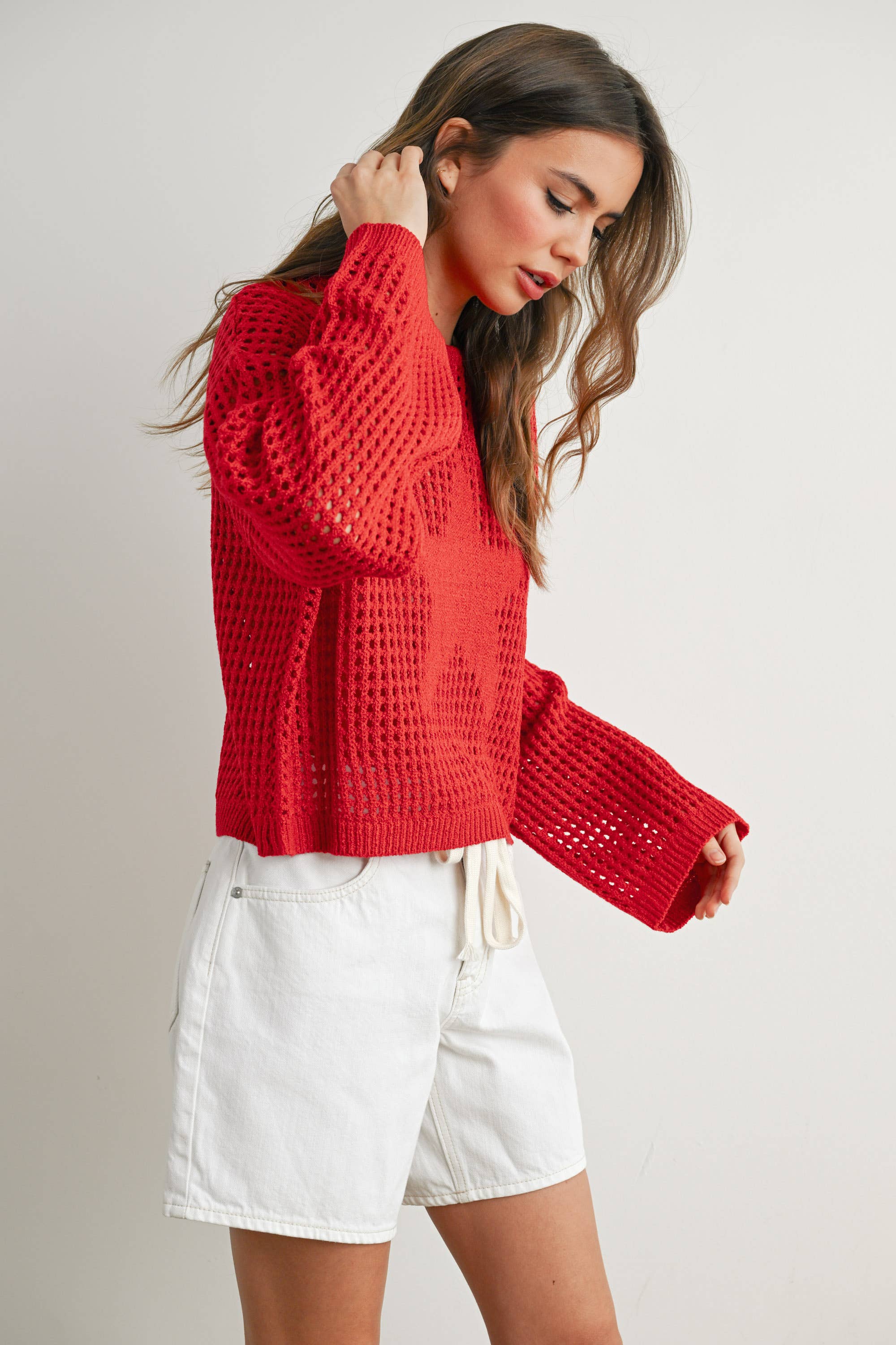 Crew Neck Crochet Sweater