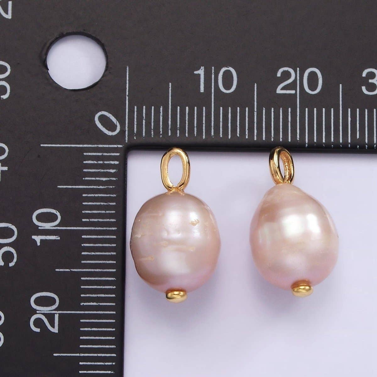 14K Gold Filled 17mm Pink, White Freshwater Pearl Drop Pendant