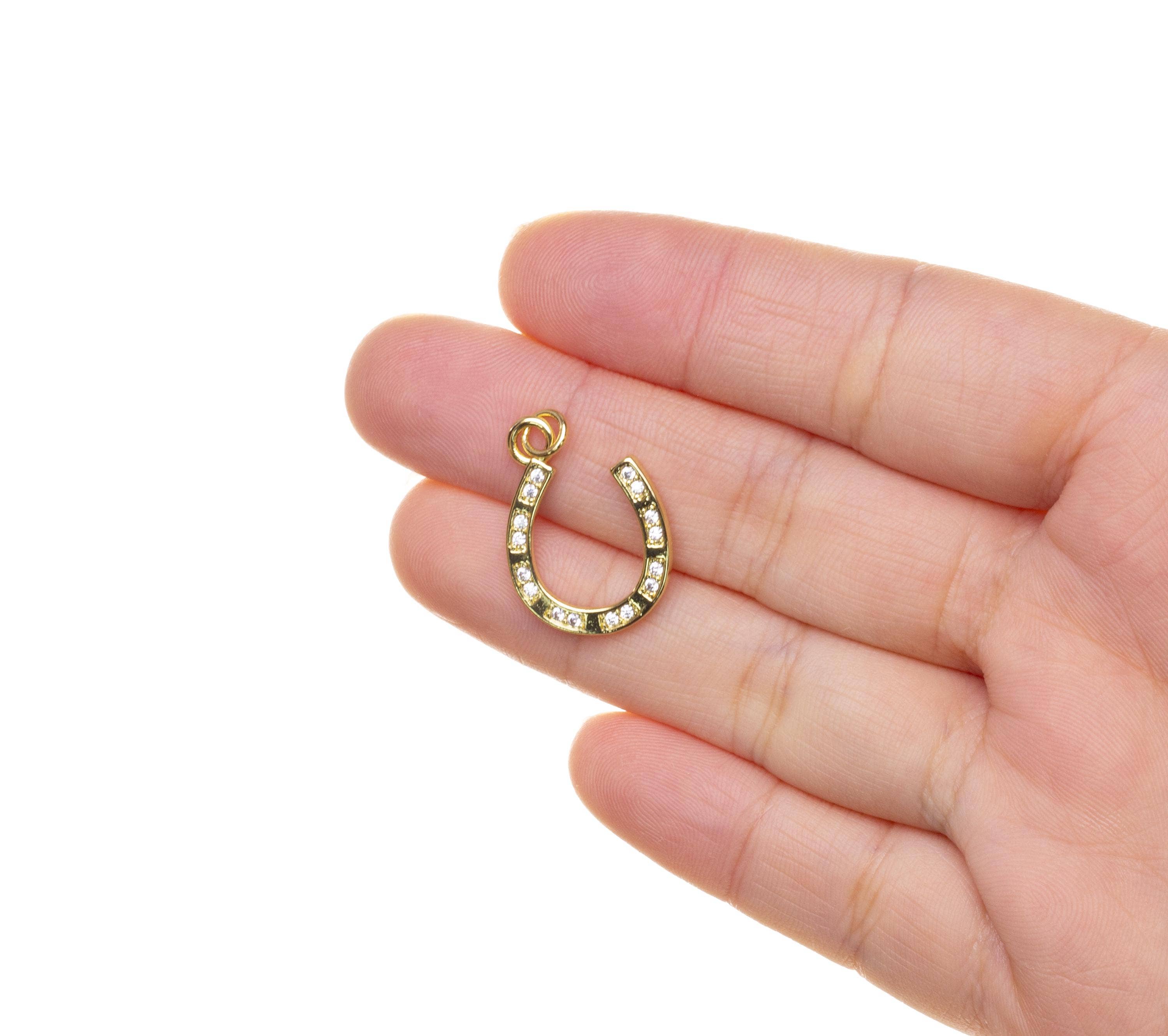 Gold CZ Pave Horseshoe Charm