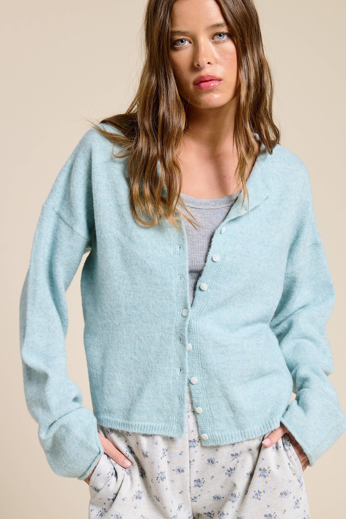 Open-Pack Essential Button Down Cardigan Top