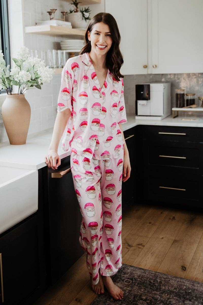 Pink Santa Face Women's Christmas Pajamas