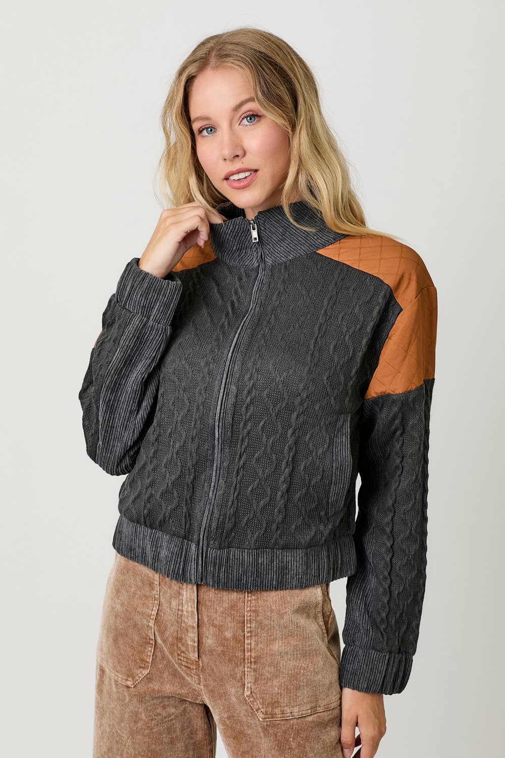 Mixed Media Bomber Jacket