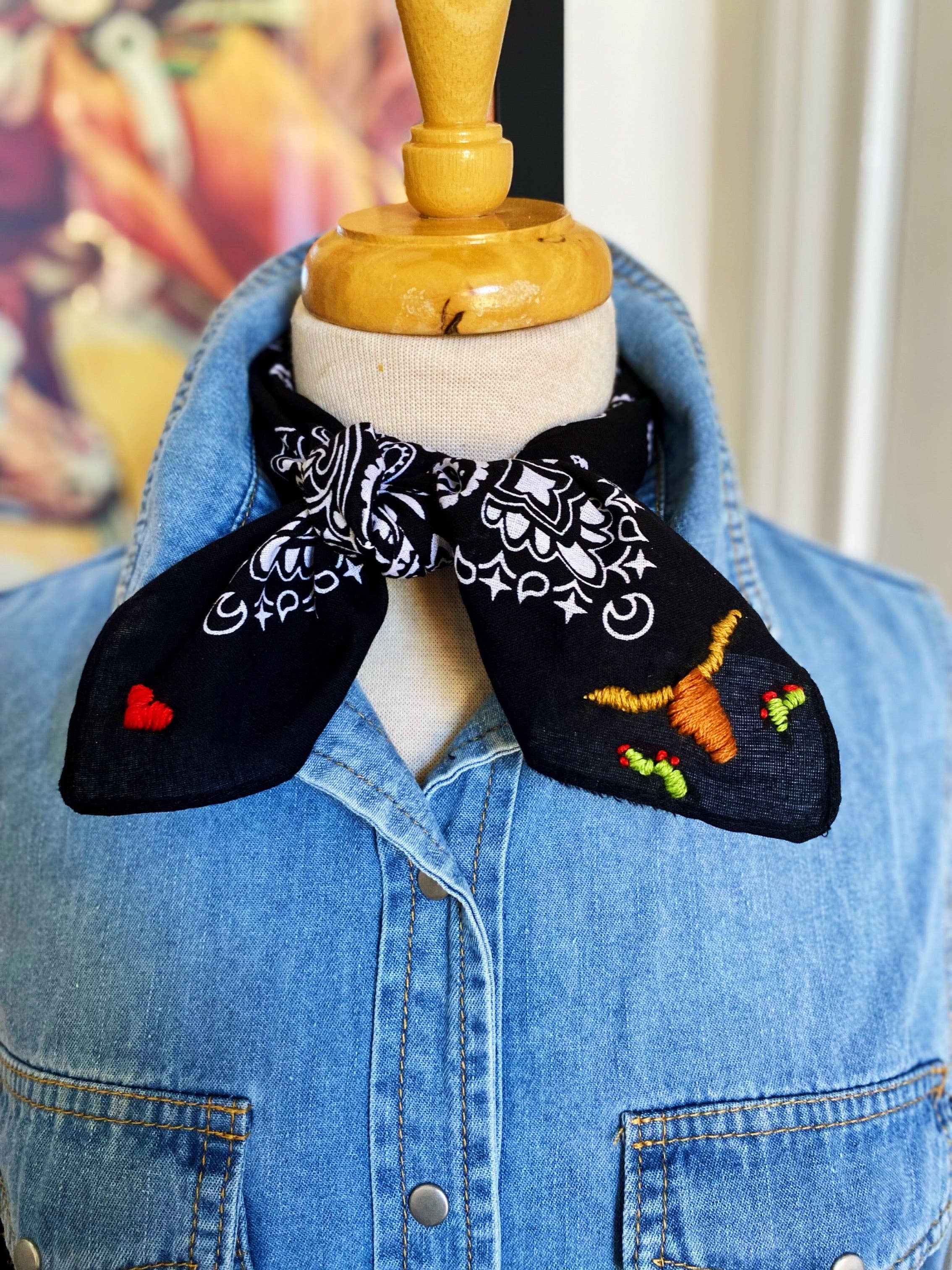 Embroidered Cattle Call Bandana