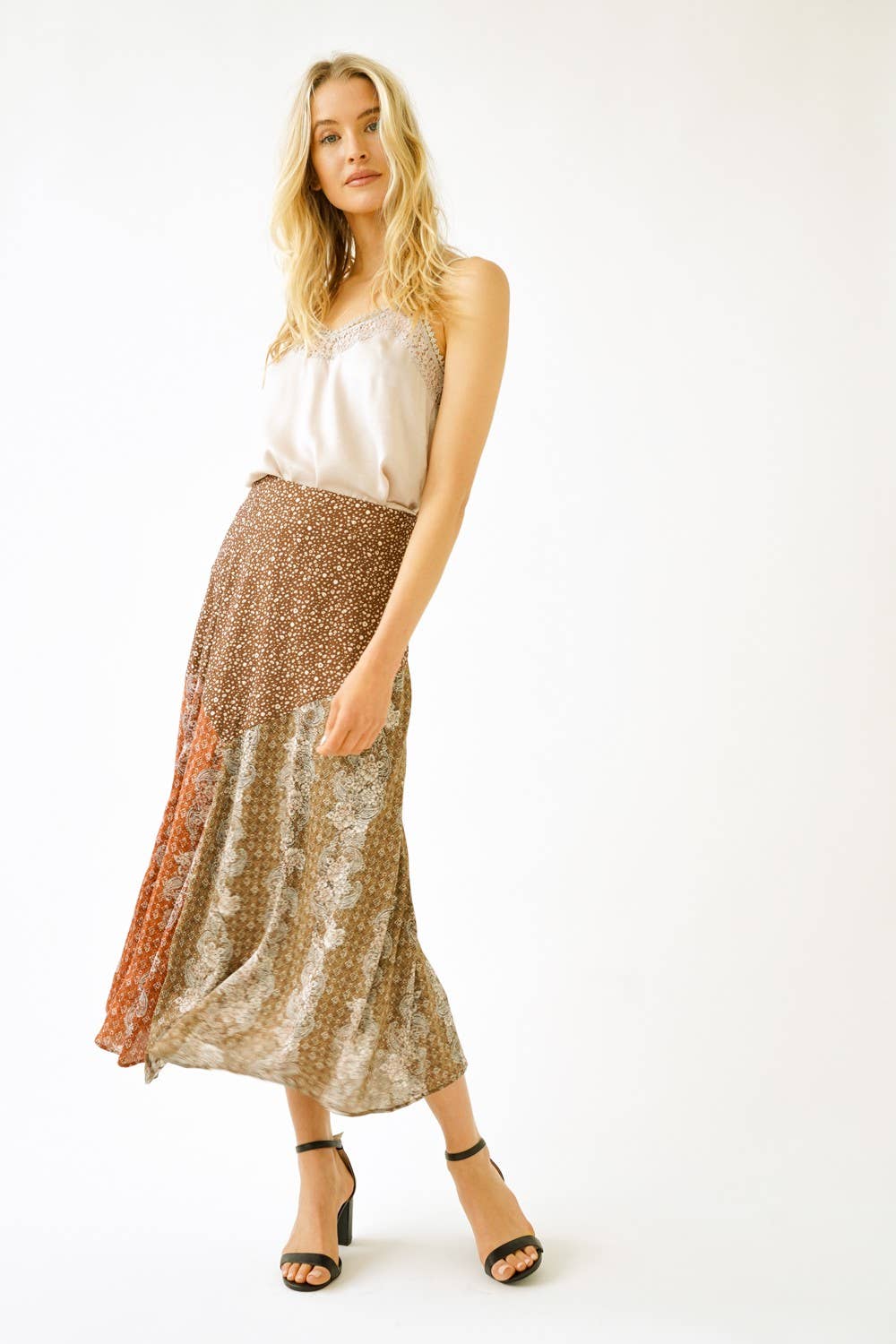 19698 Mix Print Skirt
