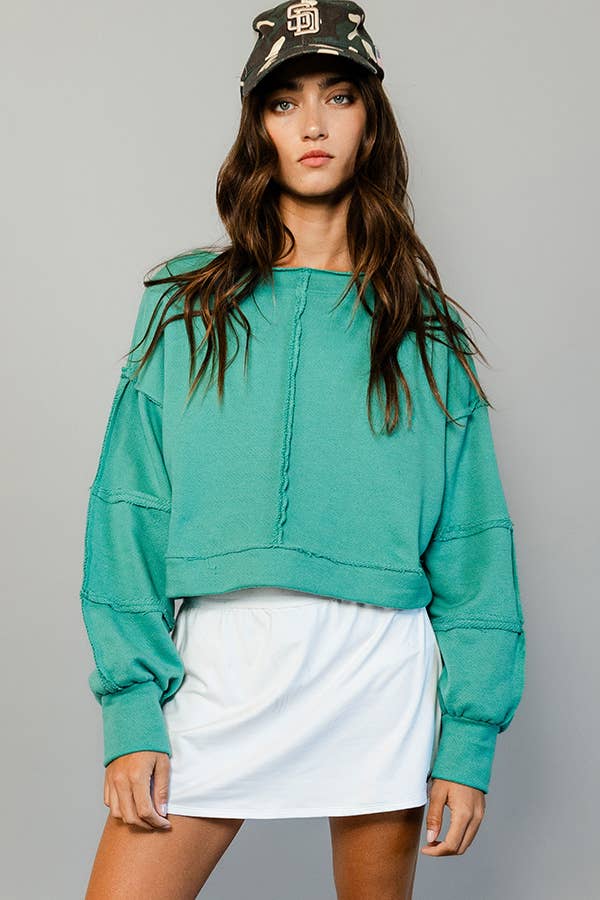 T2170 Solid Cropped Sweatshirt