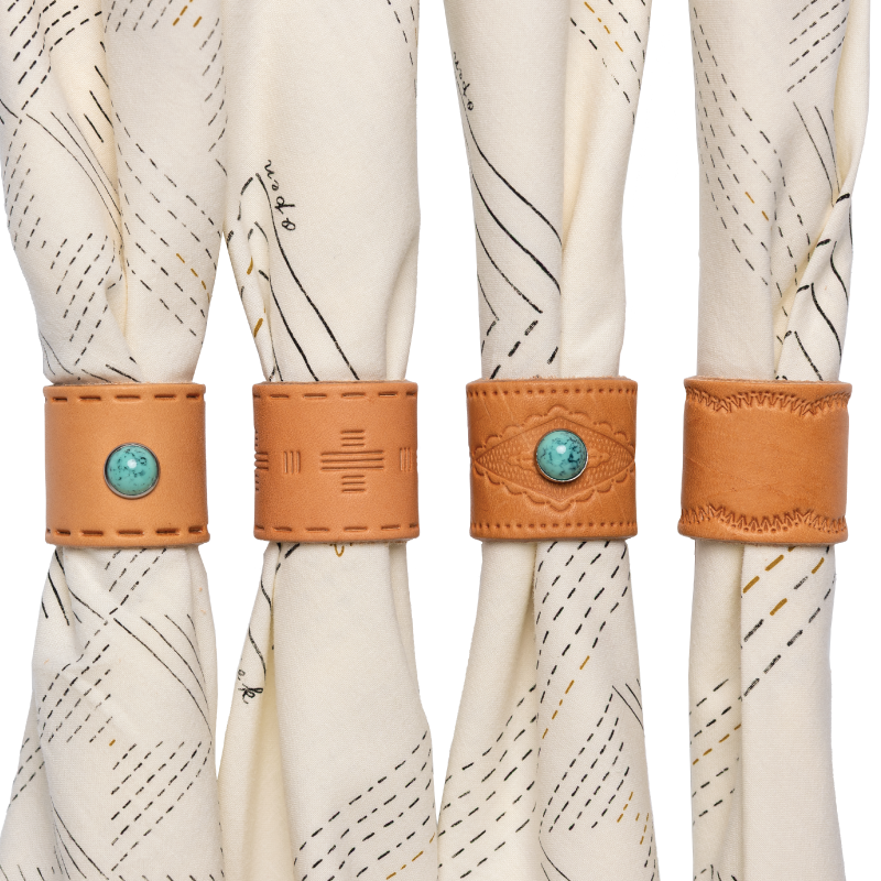 Handmade in USA leather studded bandana slide - diamond