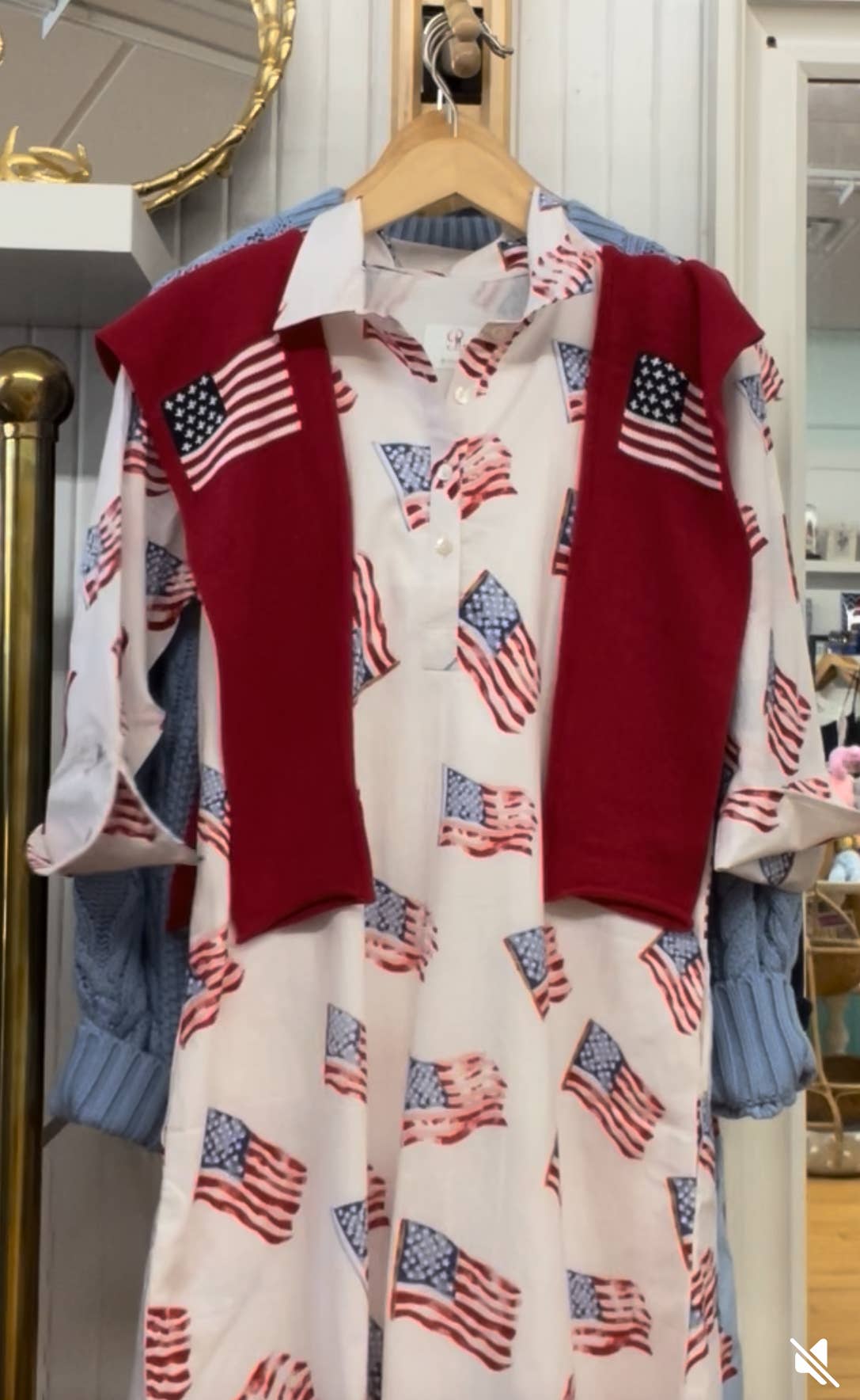 Sconset 3/4 Sleeve Flag dress in White