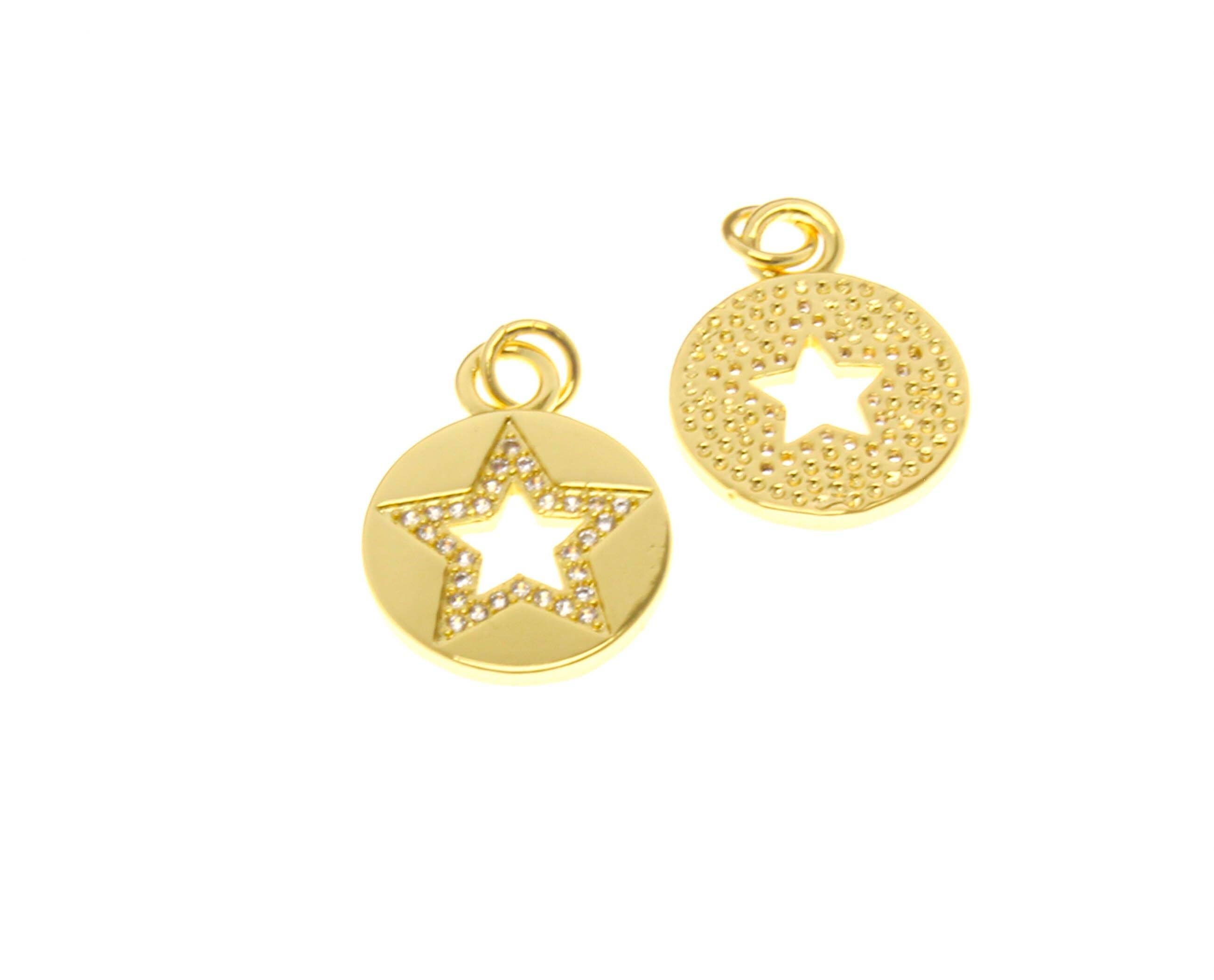 18k Gold Star Medallion Cut Out Charm