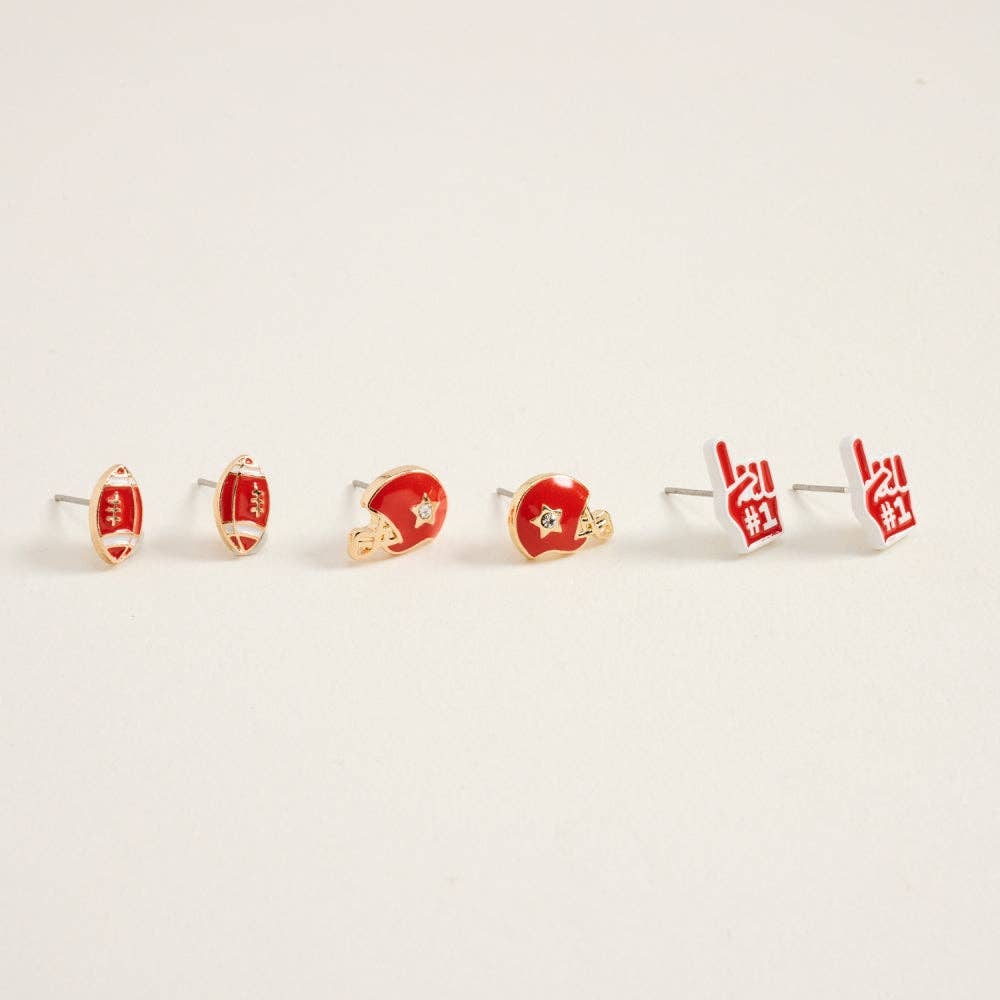 Football Helmet Foam Finger 3 Set Earrings