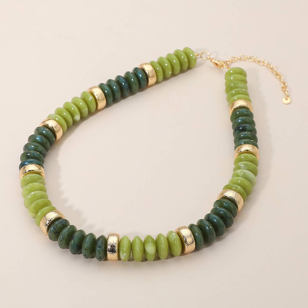 Chunky Resin Disc Beaded Necklace