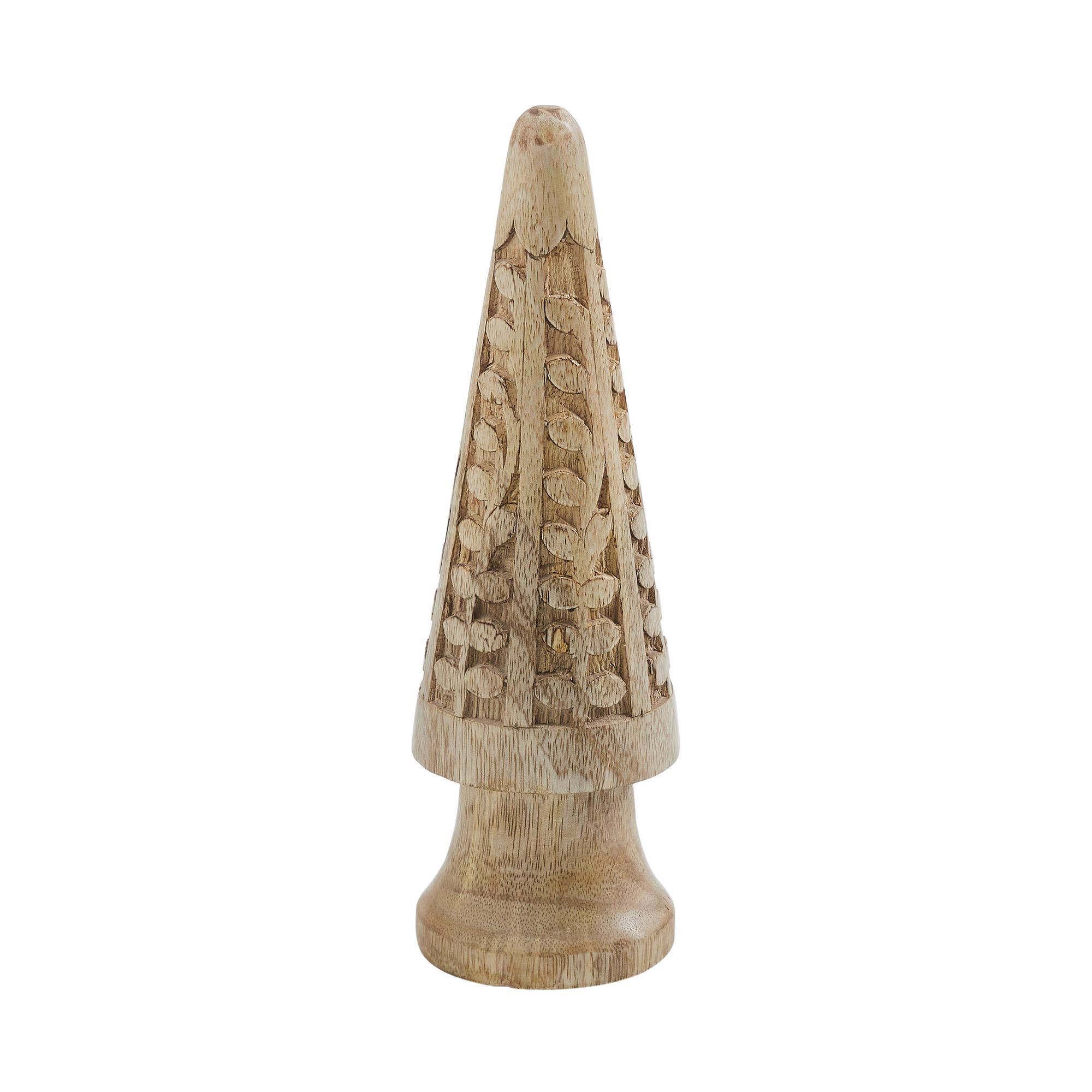 Natural Wooden Carved Cone Tree Large 9.25x3x3