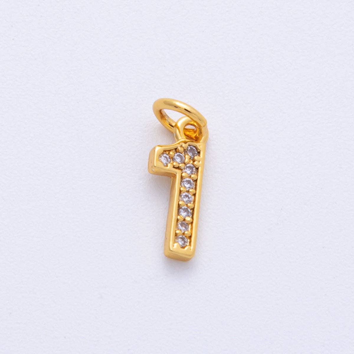 24K Gold Filled 14mm Number 0-9 Clear Micro Paved CZ Charm