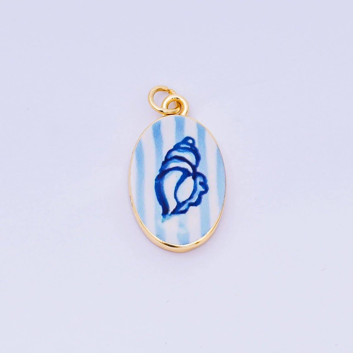 24K Gold Filled Enamel Art Oval Spring Charm in Flower, Butterfly, & Nature